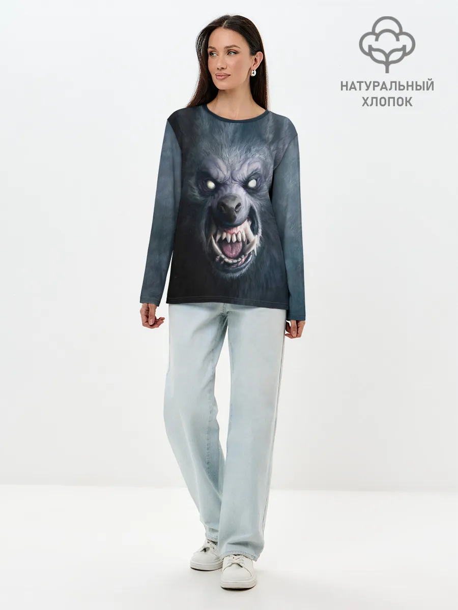 Лонгслив женский. Хлопок / ВОЛК-ОБОРОТЕНЬ