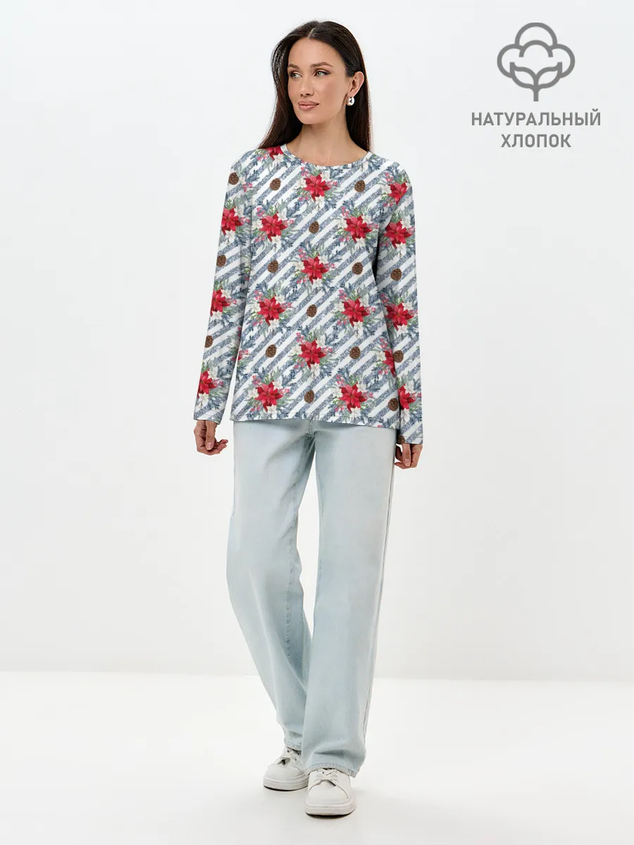 Лонгслив женский. Хлопок / Новогодние украшения и блестки