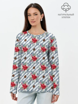 Лонгслив женский. Хлопок / Новогодние украшения и блестки