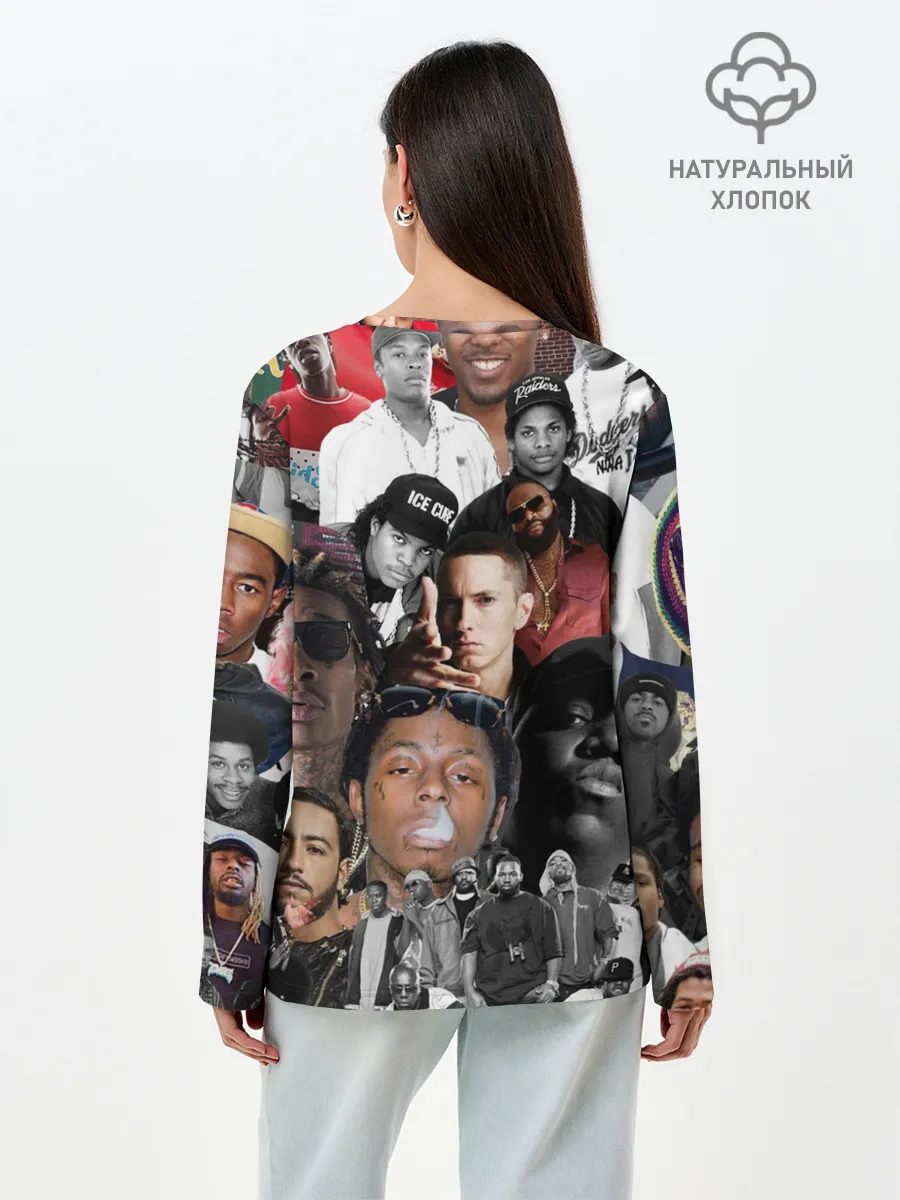 Лонгслив женский. Хлопок / Рэп-Коллаж