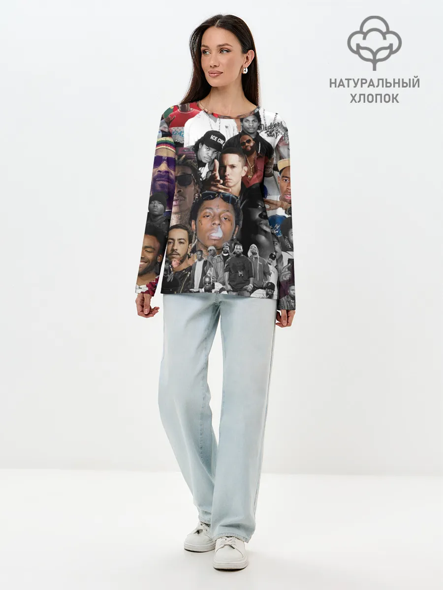 Лонгслив женский. Хлопок / Рэп-Коллаж