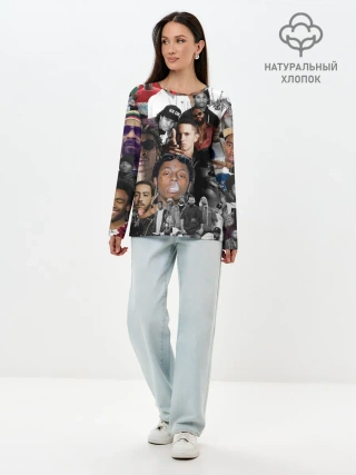 Лонгслив женский. Хлопок / Рэп-Коллаж