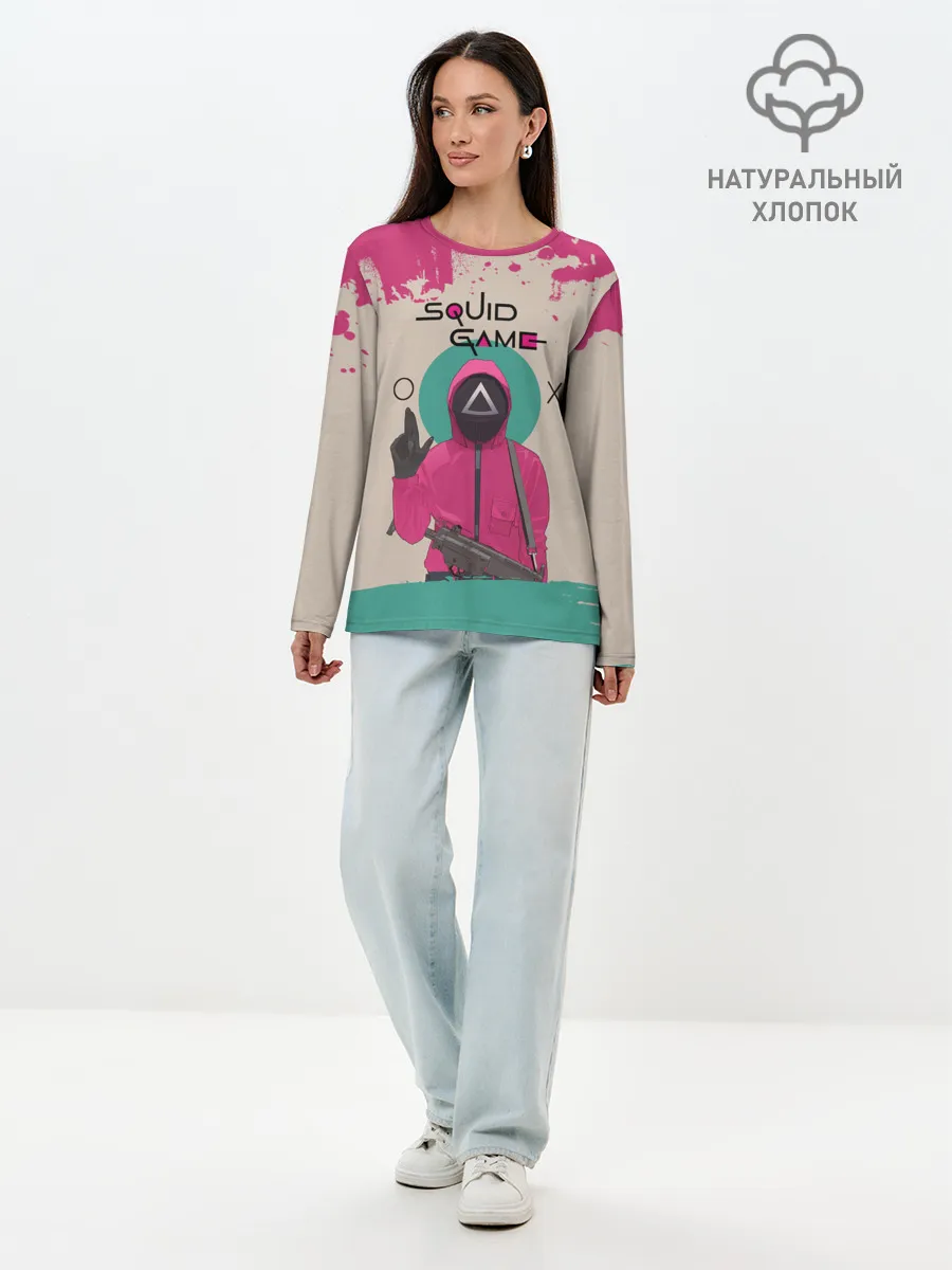 Лонгслив женский. Хлопок / ТРЕУГОЛЬНИК НА КАРАУЛЕ