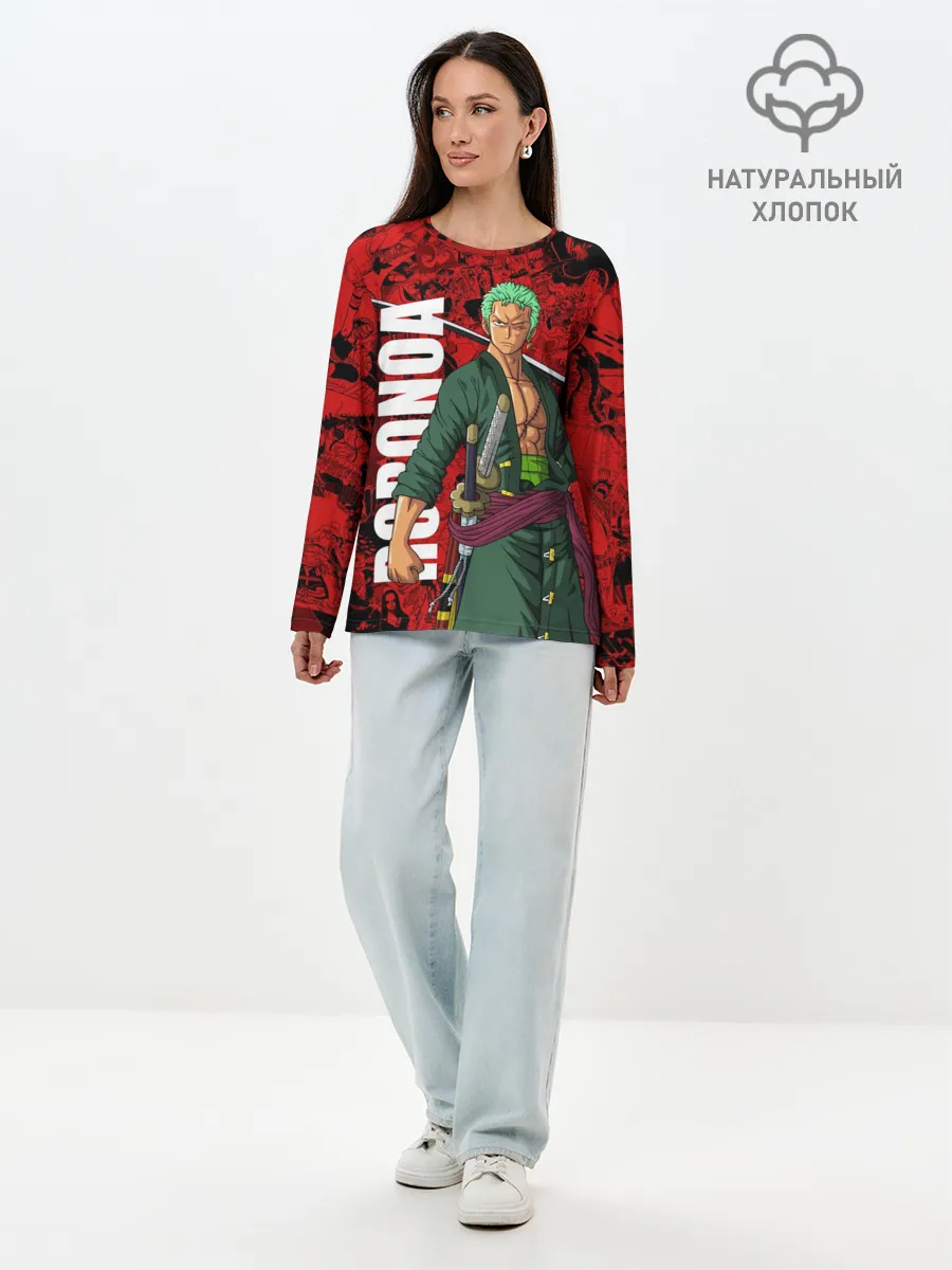 Лонгслив женский. Хлопок / Ророноа Зоро, One Piece
