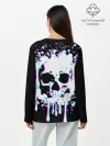 Лонгслив женский. Хлопок / Мерцающий череп