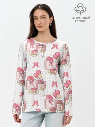 Лонгслив женский. Хлопок / Счастливый день рождения