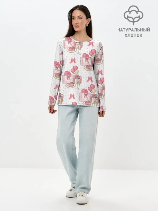 Лонгслив женский. Хлопок / Счастливый день рождения