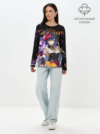 Лонгслив женский. Хлопок / Genshin Impact: Сара, Чжун Ли, Сёгун Райдэн