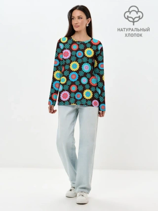 Лонгслив женский. Хлопок / Flоwers