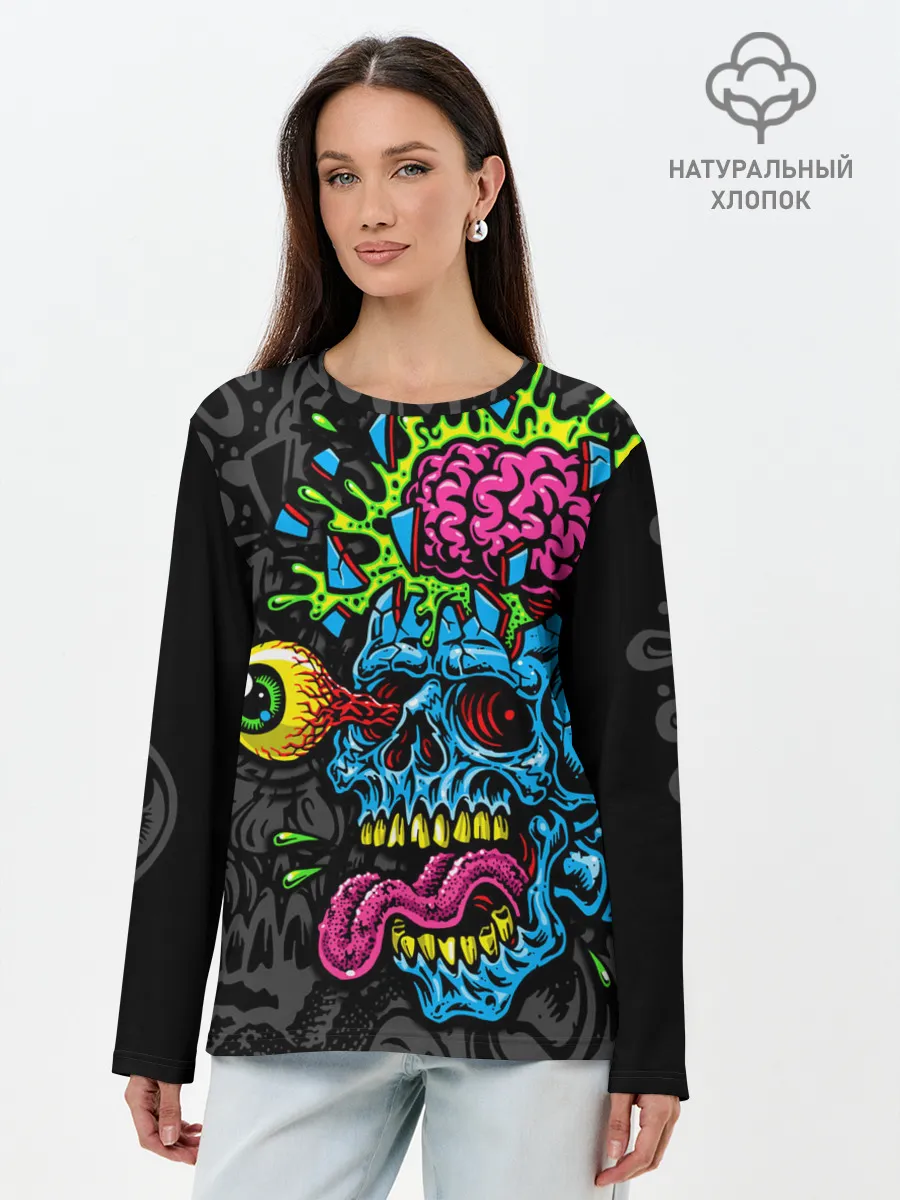 Лонгслив женский. Хлопок / Взрыв мозгов