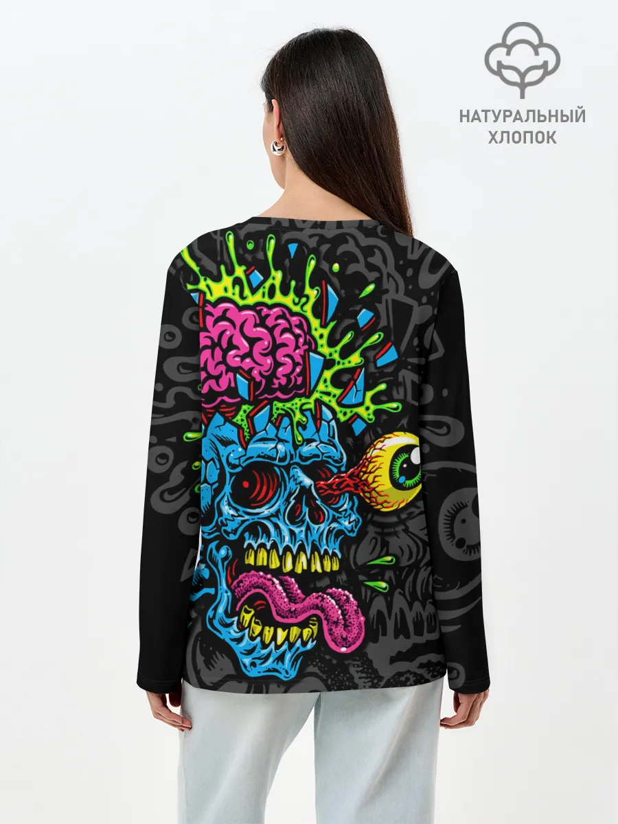 Лонгслив женский. Хлопок / Взрыв мозгов