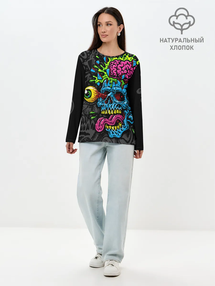 Лонгслив женский. Хлопок / Взрыв мозгов
