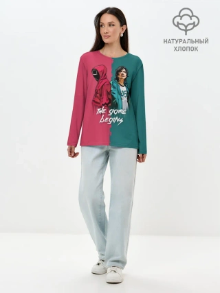 Лонгслив женский. Хлопок / Игра на выживание Ojingeo geim