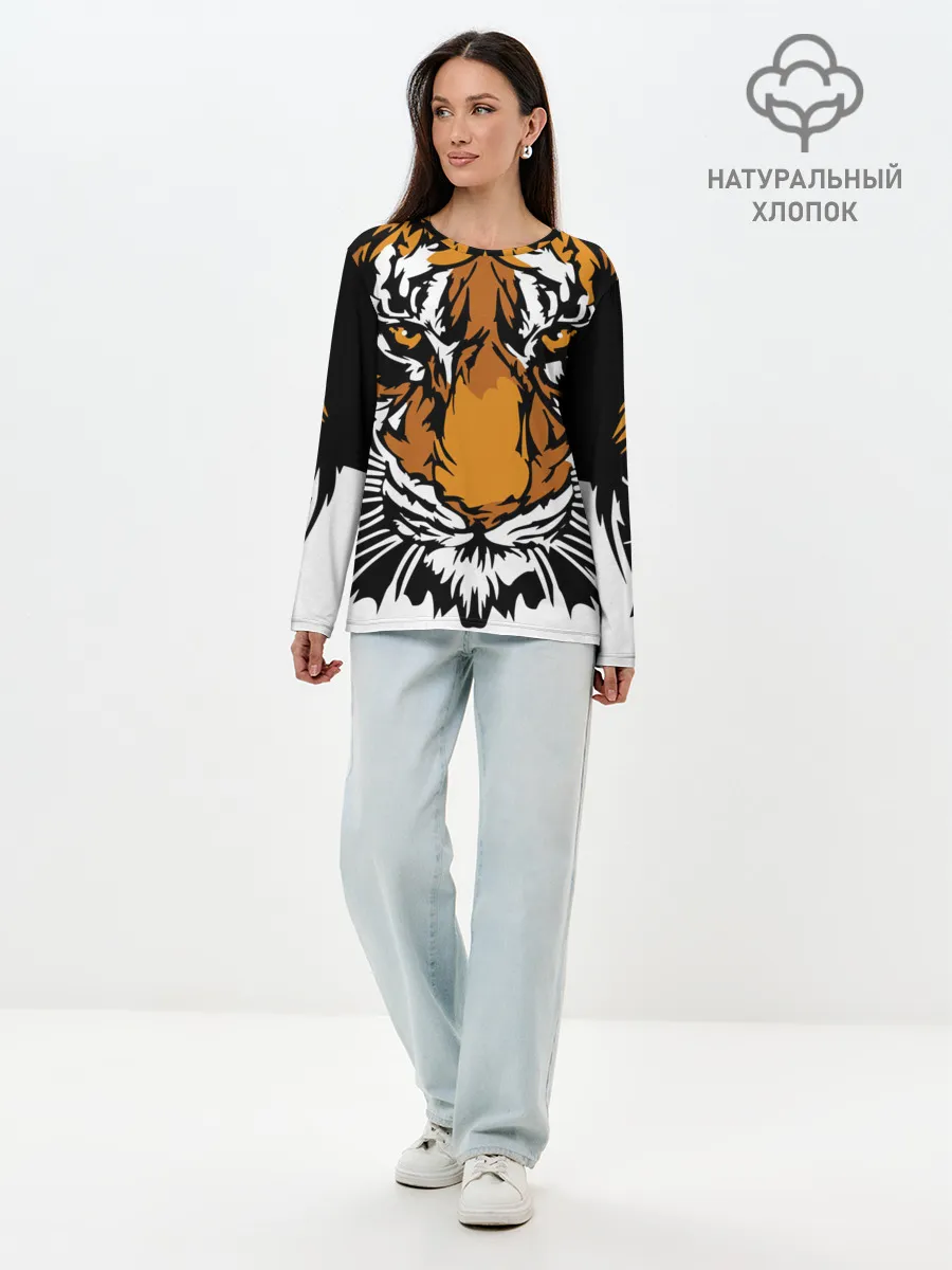 Лонгслив женский. Хлопок / Взгляд хозяина джунглей