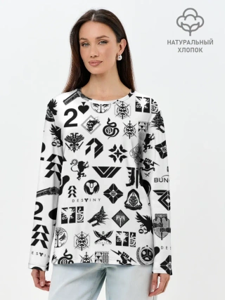 Лонгслив женский. Хлопок / DESTINY 2 LOGO PATTERN / ДЕСТИНИ