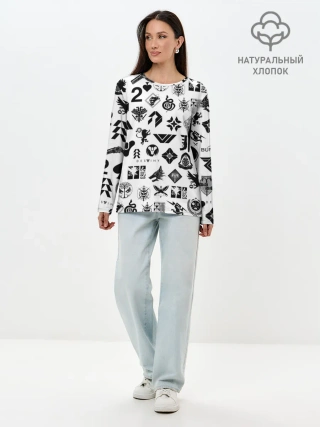 Лонгслив женский. Хлопок / DESTINY 2 LOGO PATTERN / ДЕСТИНИ