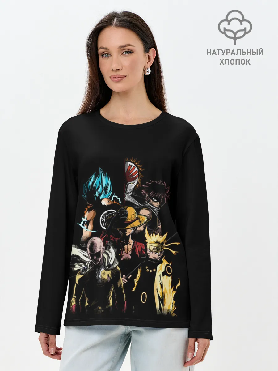 Лонгслив женский. Хлопок / КУЛЬТОВЫЕ АНИМЕ ГЕРОИ
