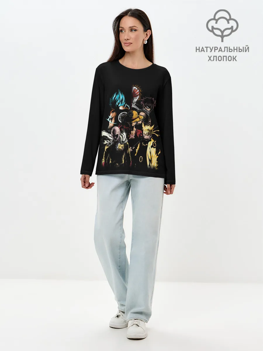 Лонгслив женский. Хлопок / КУЛЬТОВЫЕ АНИМЕ ГЕРОИ