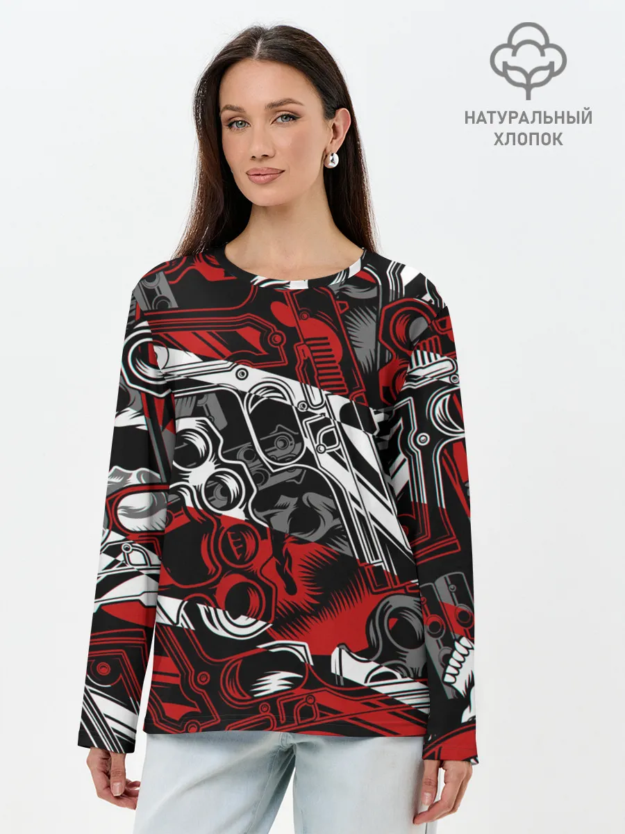 Лонгслив женский. Хлопок / Оружейный барон