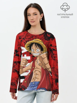 Лонгслив женский. Хлопок / Манки Д. Луффи, One Piece