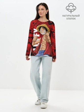 Лонгслив женский. Хлопок / Манки Д. Луффи, One Piece