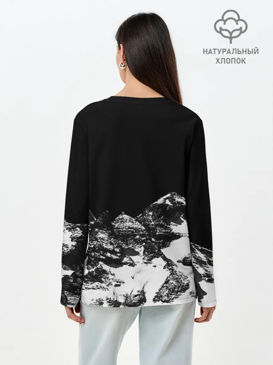 Лонгслив женский. Хлопок / ГОРЫ Ч/Б