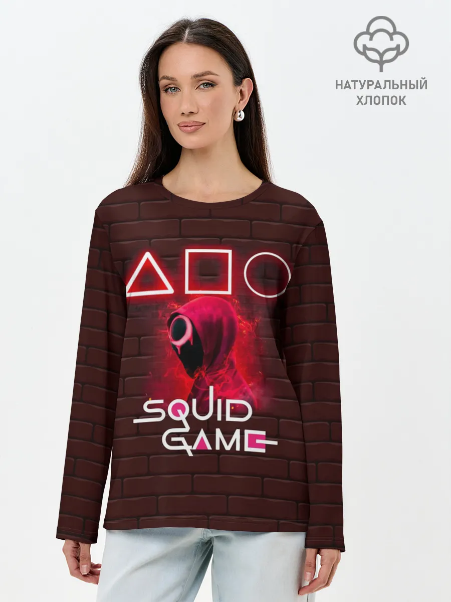 Лонгслив женский. Хлопок / SQUID GAME | ИГРА В КАЛЬМАРА СОТРУДНИК