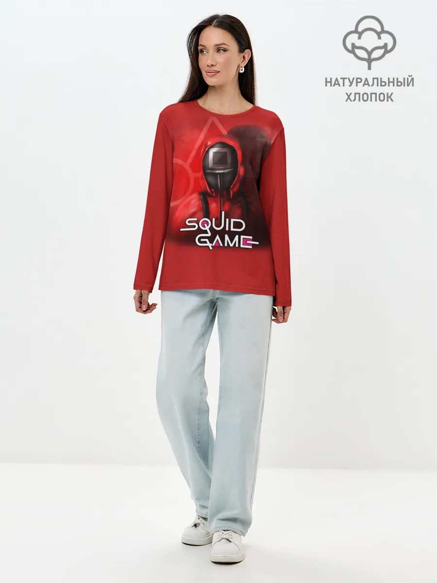 Лонгслив женский. Хлопок / ИГРА В КАЛЬМАРА | КВАДРАТ