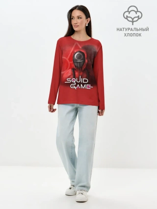Лонгслив женский. Хлопок / ИГРА В КАЛЬМАРА | КРУГ