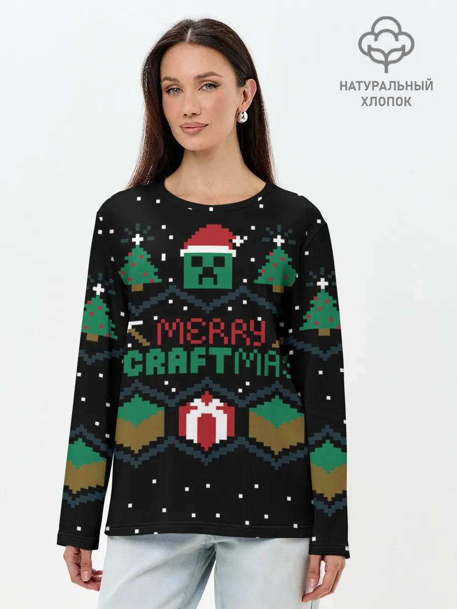 Лонгслив женский. Хлопок / MINECRAFT