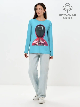 Лонгслив женский. Хлопок / Squid game квадрат - Игра в кальмара