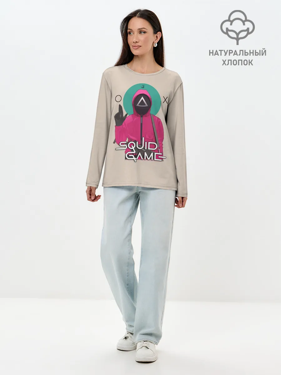 Лонгслив женский. Хлопок / Squid game - Игра в кальмара треугольник