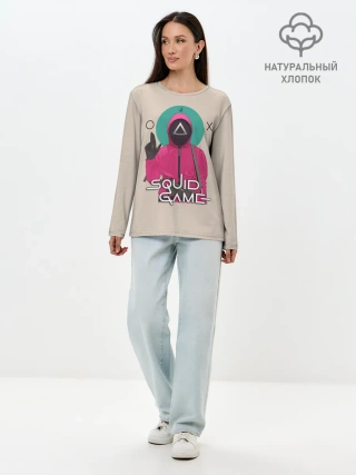 Лонгслив женский. Хлопок / Squid game - Игра в кальмара треугольник