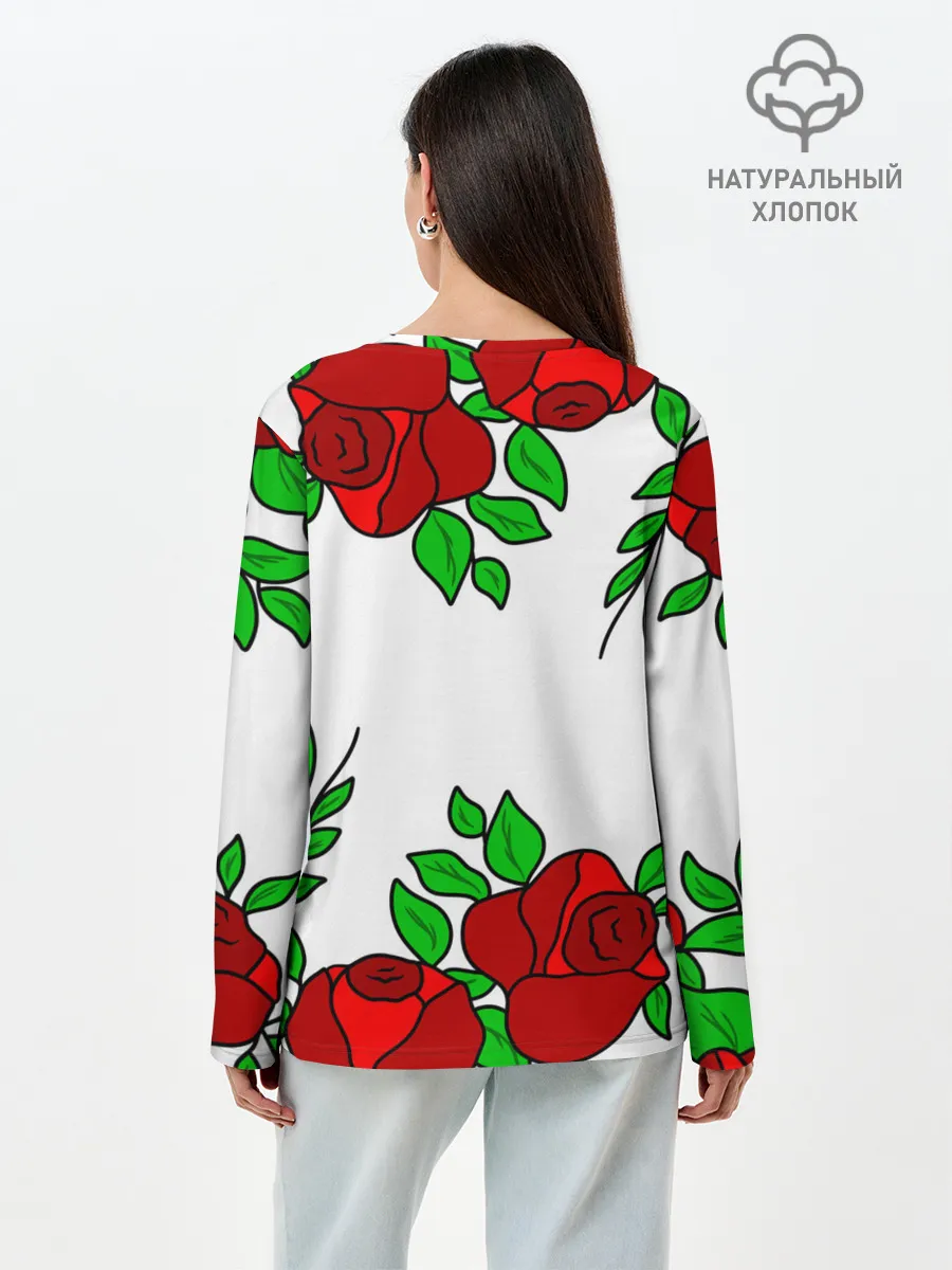 Лонгслив женский. Хлопок / Светлана в розах