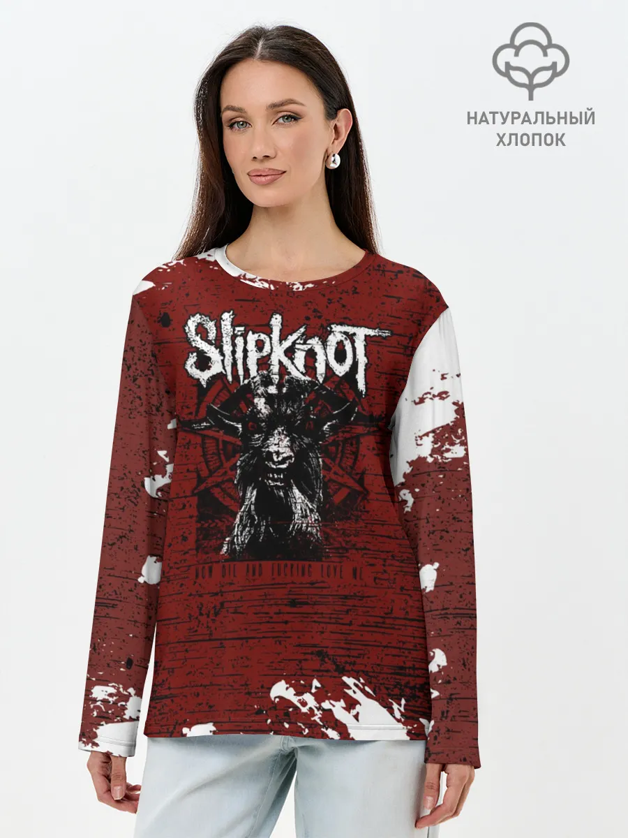 Лонгслив женский. Хлопок / Слипкнот Гранж | Slipknot Rock Goat