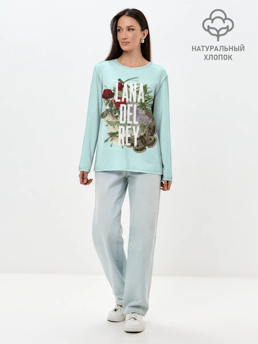 Лонгслив женский. Хлопок / Цветочная Лана