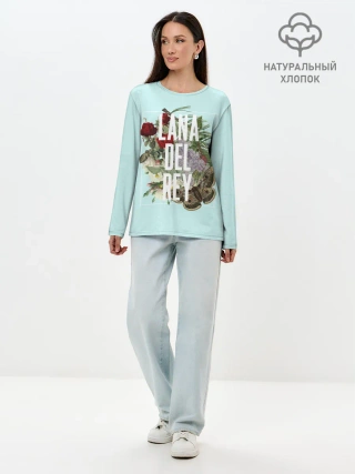 Лонгслив женский. Хлопок / Цветочная Лана
