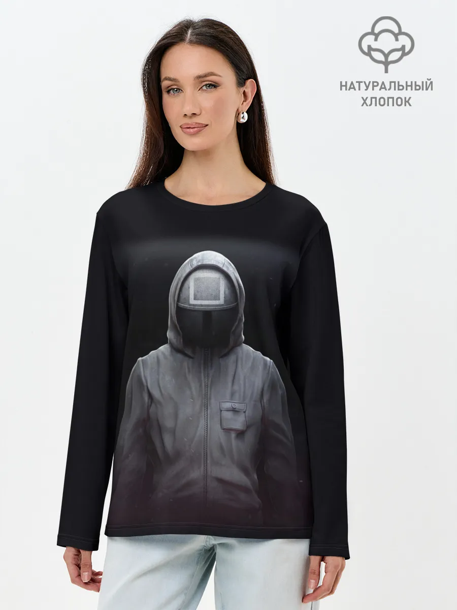 Лонгслив женский. Хлопок / ИГРА В КАЛЬМАРА | СОТРУДНИК КВАДРАТ