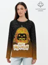 Лонгслив женский. Хлопок / ТЫКВА КОСМОНАВТ | SPACE HALLOWEEN