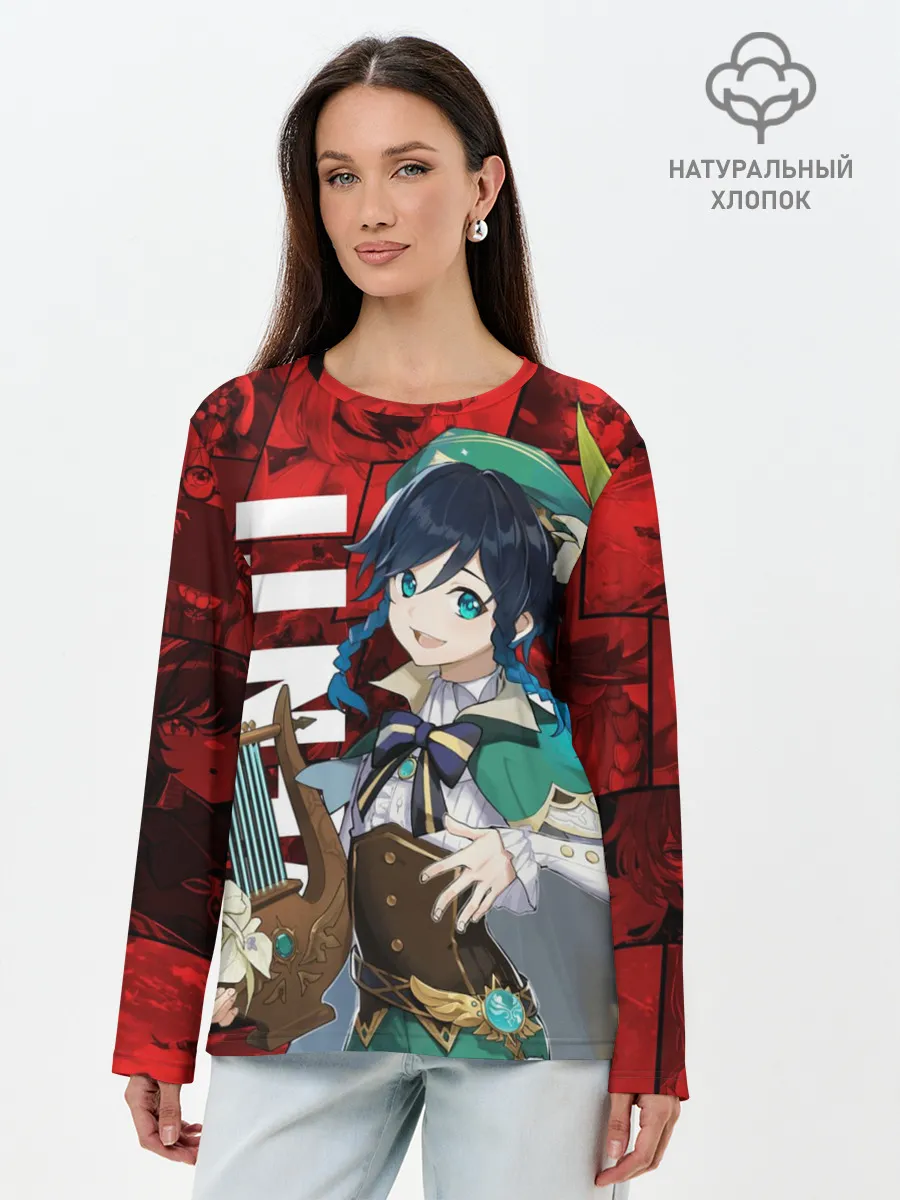 Лонгслив женский. Хлопок / Венти | Genshin Impact