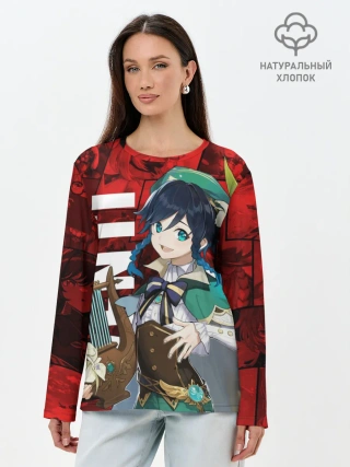 Лонгслив женский. Хлопок / Венти | Genshin Impact