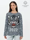 Лонгслив женский. Хлопок / Водяной тигр 2022