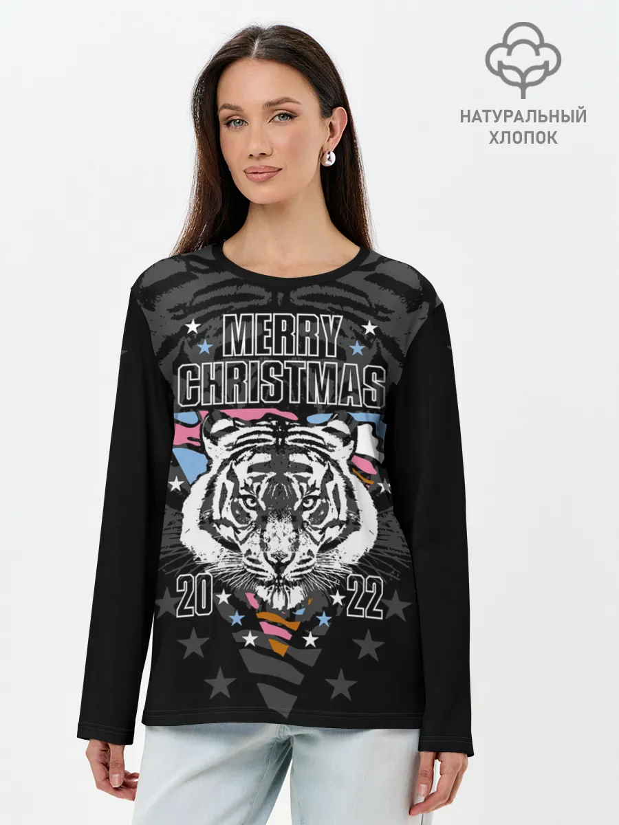 Лонгслив женский. Хлопок / Merry Christmas 2022