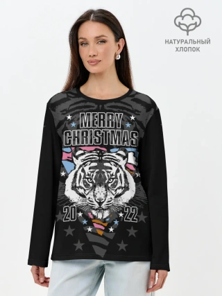 Лонгслив женский. Хлопок / Merry Christmas 2022