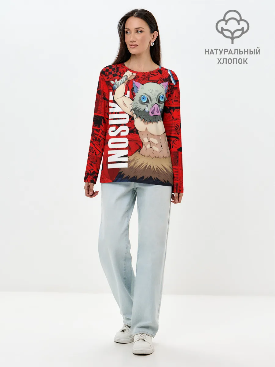 Лонгслив женский. Хлопок / Иноске, Клинок, рассекающий демонов