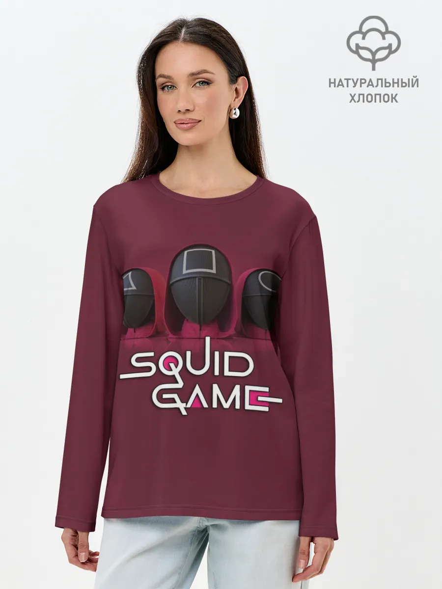 Лонгслив женский. Хлопок / ИГРА В КАЛЬМАРА ТРИО | SQUID GAME TRIO