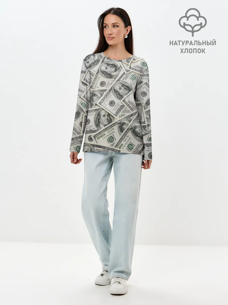 Лонгслив женский. Хлопок / dollars money