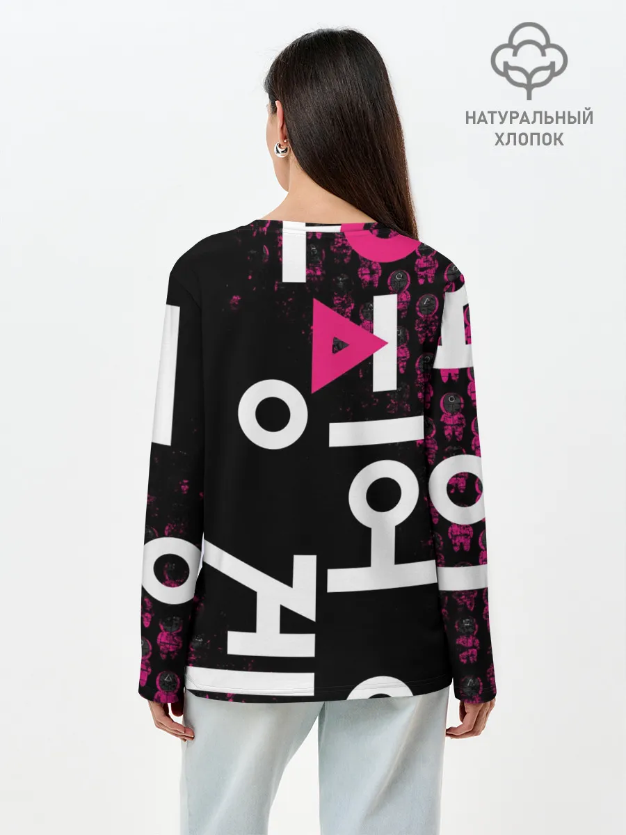 Лонгслив женский. Хлопок / SQUID GAME | ПАТТЕРН СТРАЖЕЙ