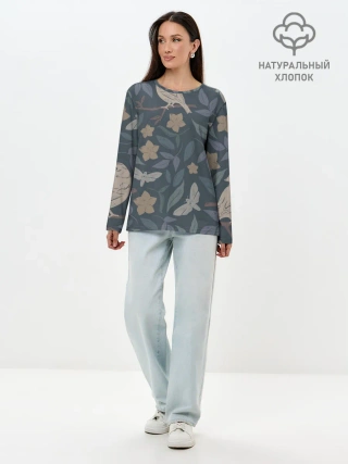 Лонгслив женский. Хлопок / Летняя полночь