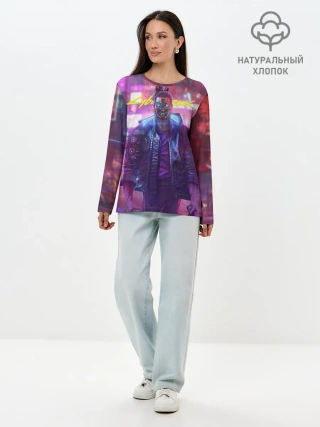 Лонгслив женский. Хлопок / CYBERPUNK 2077 SAMURAI, ХАОС